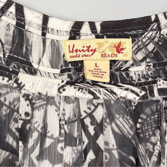 Unity World Wear Women’s Floral Sheer Blouse Swimwear Cover up Black White XL - Picture 10 of 13